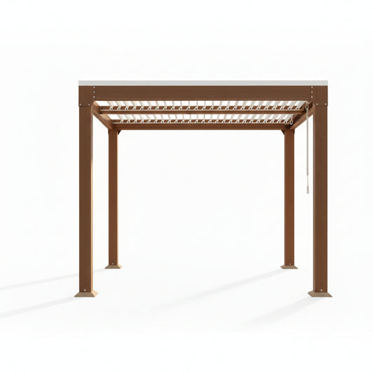 Outdoor Pergola Built to Control Light and Shade, Adjustable Louvered Roof, Reinforced Aluminum Frame