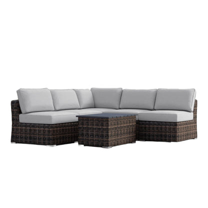 Wicker Sectional Sofa With Cushions And Table