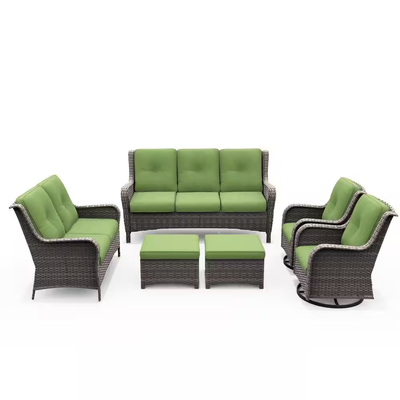 Outdoor Patio Furniture Set Built for All-Weather Entertaining, 6-Piece Conversation Set, Swivel Rockers, Steel Frame