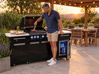Outdoor Kitchen Island Built for Entertaining, 32" Gas Grill, Compact Refrigerator, 63,000 BTU Heat Output — Lifestyle